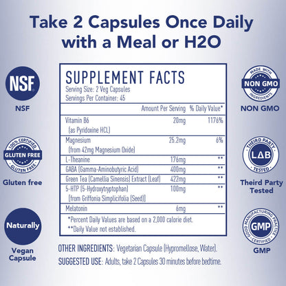 Misspep Natural Sleep Aid Melatonin+GABA+L-Theanine Supplement, 90 Capsules