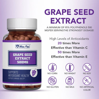 Misspep Grape Seed Extract Antioxidant Supplement 500mg