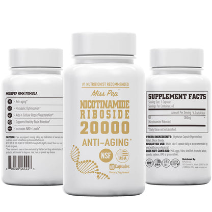 Misspep NR 20000 Supplement, High Purity Nicotinamide Riboside 350mg for Healthy Aging